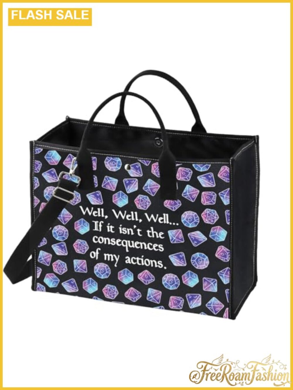 Canvas Tote Bag Crossbody Shoulder DandD Dice Pouch RPG Gamer Gift